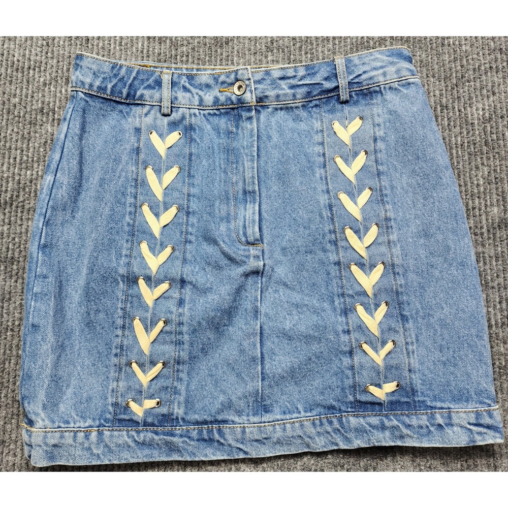 Endless Rose Lace Up Denim Skirt M Raven's Home TV Worn Style REVOLVE